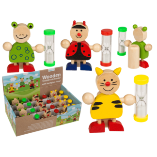 Wooden Toothbrush Holder, Animals with Hourglass,