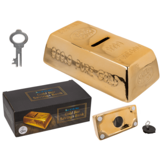 Savings Box with lock, Gold Bar,