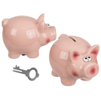 Savings box with lock, Pig,