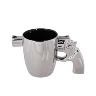 Silver mug with revolver handle,