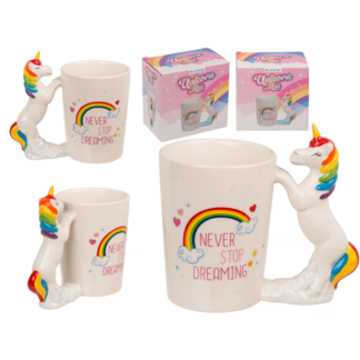 Mug with unicorn figurine handle,