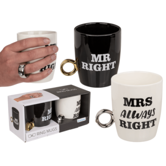 New bone China-mug, Mr Right & Mrs Always Right