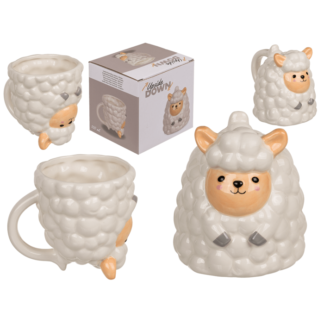 Upside Down Mug, Sheep, ca. 12 x 14 cm, dolomite