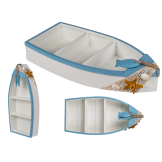 Wooden decoration boat with maritime deco,