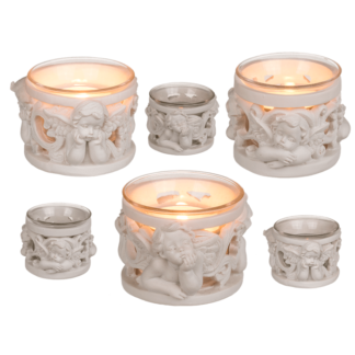 Polyresin tealight holder, Angel,