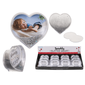 3D Acrylic heart waterglobe with heart foils,
