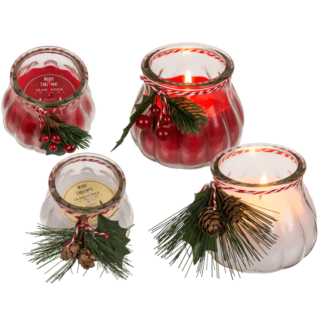 Candle in glass, with decoration,