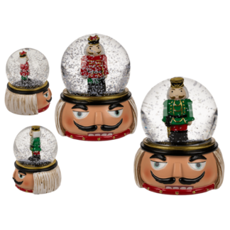 Polyresin snow globe with nutcracker,