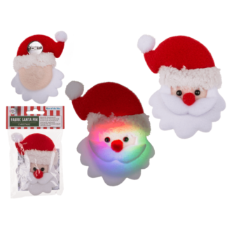 Fabric Santa pin with LED incl. batteries,