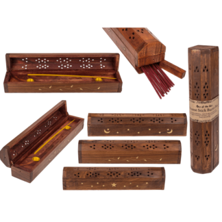 Wooden incense stick burner box,