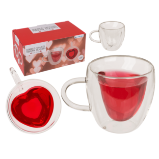 Double-walled thermo-glass with heart shape,
