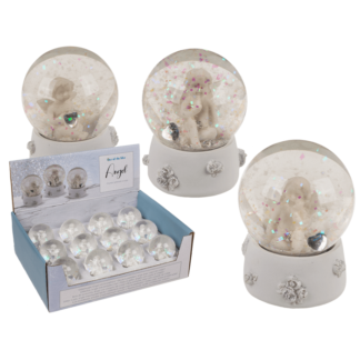 Polyresin glitterball, Angel with crystal heart,