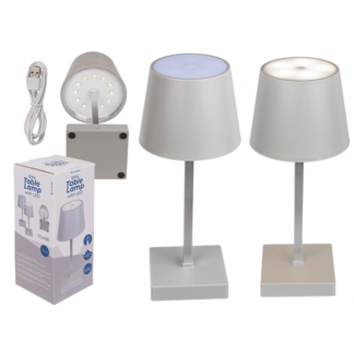 Grey colored table lamp with LED,