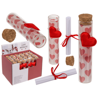 Glass bottle with cork stopper, Love,