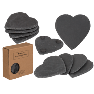 Slate coaster, heart, ca. 10 cm, Set of 4 pcs