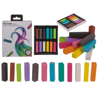 Hair chalk, ca. 4 cm, 12 colours ass. set