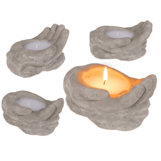 Candle in cement hands