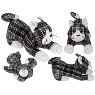 black/grey/white checkered door stopper, cat,