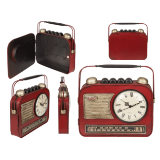 Metal key box, Radio with clock,