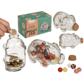 Glass storage jar pig with cork,