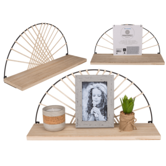 Wooden/ metal shelf, Makramee,