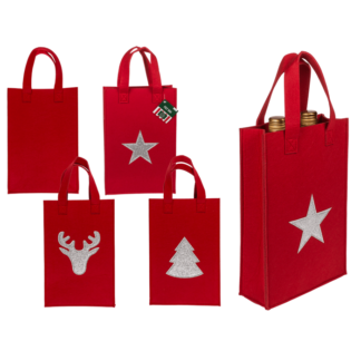 Red  gift bag, X-mas Greetings, felt material,