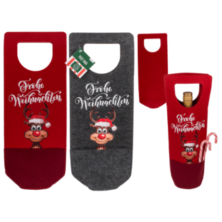 Bottle bag, Rudolph, felt material, ca. 15 x 37 cm