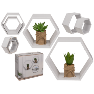 White colored wooden shelf, 6 squares,