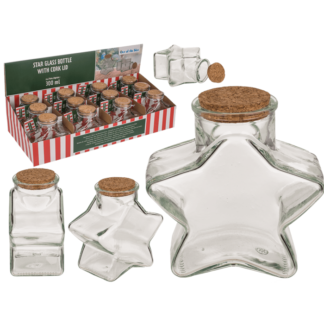 Glass Bottle, Star, ca.11 x 7,5 x 12  cm, with