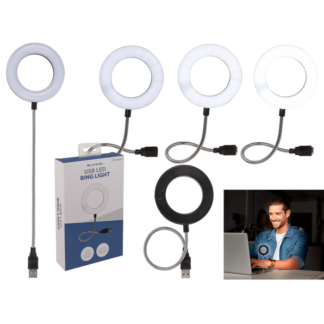 USB LED light ring, with 3 intensities,