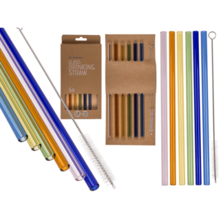 Glass drinking straw with cleaning brush,