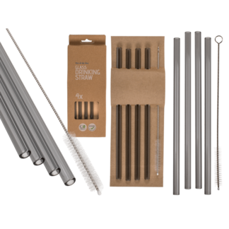 Anthracite colored glass drinking straw