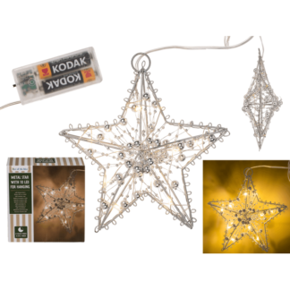 Metal Star for hanging, with 10 LED, D: ca. 15 cm,