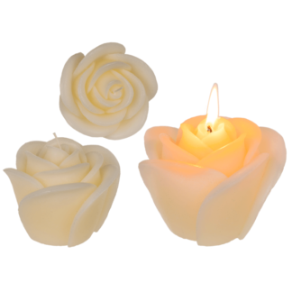 Creme colored candle, Rose, ca. 11 x 9 cm