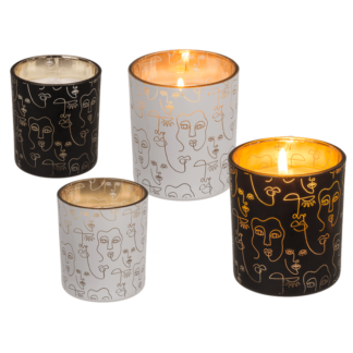 Candle in glass, Face, ca. 7 x 7,8 cm,