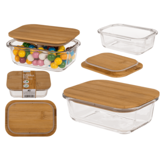 Glass storage box, for 360  ml, ca.15 x 11 cm,