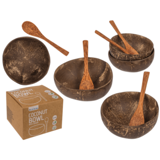 Coconut Bowl, set of 2 with 2 spoons,