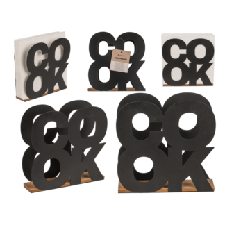 Black metal tissue holder, Cook, with wooden