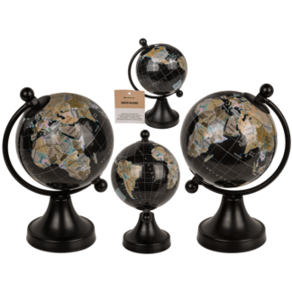 Decoration Globe, black, plastic, ca. 8 x 10 x 15,