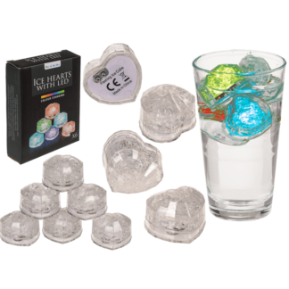 Plastic ice heart with LED, colour changing,