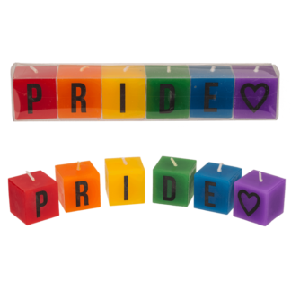 Square candles with letters, Pride, ca. 3 x 3 cm,