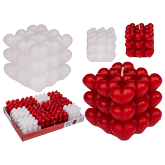 Candle, Bubb Hearts, ca. 6 cm,
