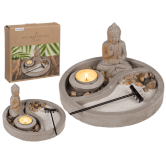 Grey round cement plate, ca. 19 x 19 x 12 cm,