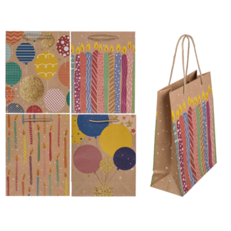 Paper gift bag, balloons & candles,