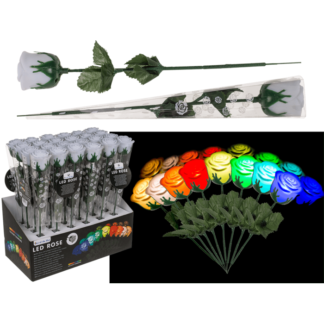 White plastic rose with colour changing LED