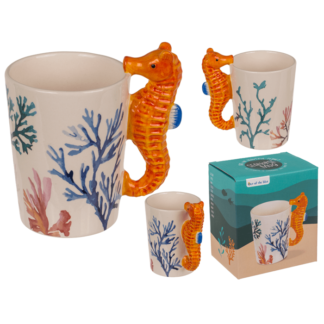 Stoneware mug,Seahorse,11 x 8,5 cm,300 ml,
