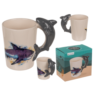 Stoneware mug,Shark,11 x 8,5 cm, 300 ml,