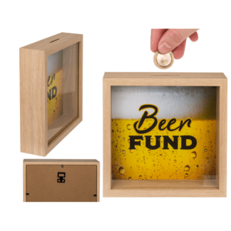 Wooden saving box, Beer fund,