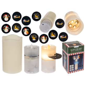 LED candle projector, Christmas, 8 x 15 cm,