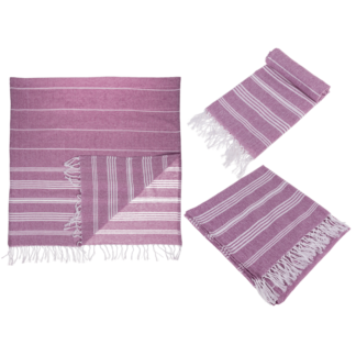 White/purple coloured Fouta Towel (for sauna &,